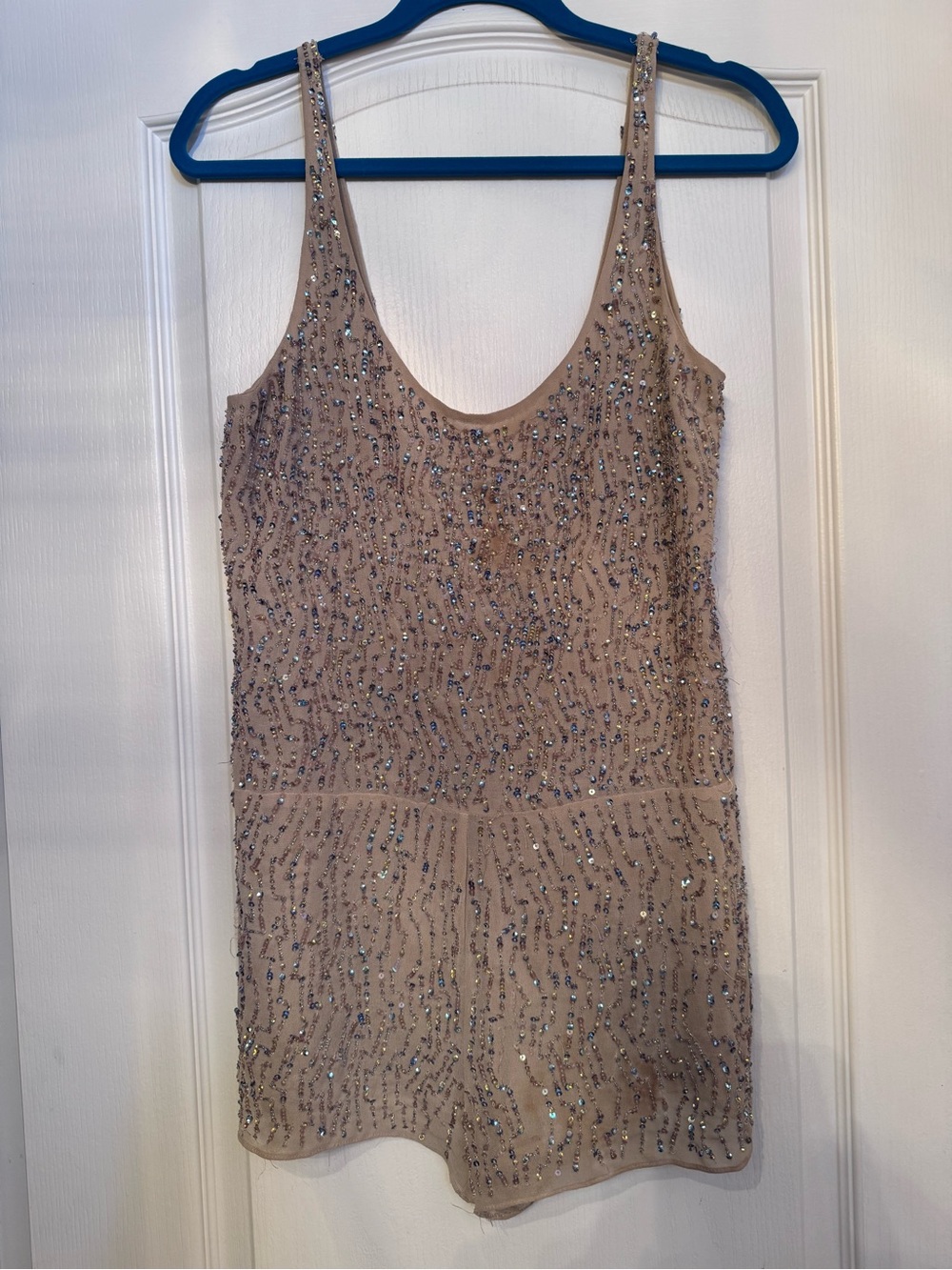 Zara Nude Beaded Mini Romper